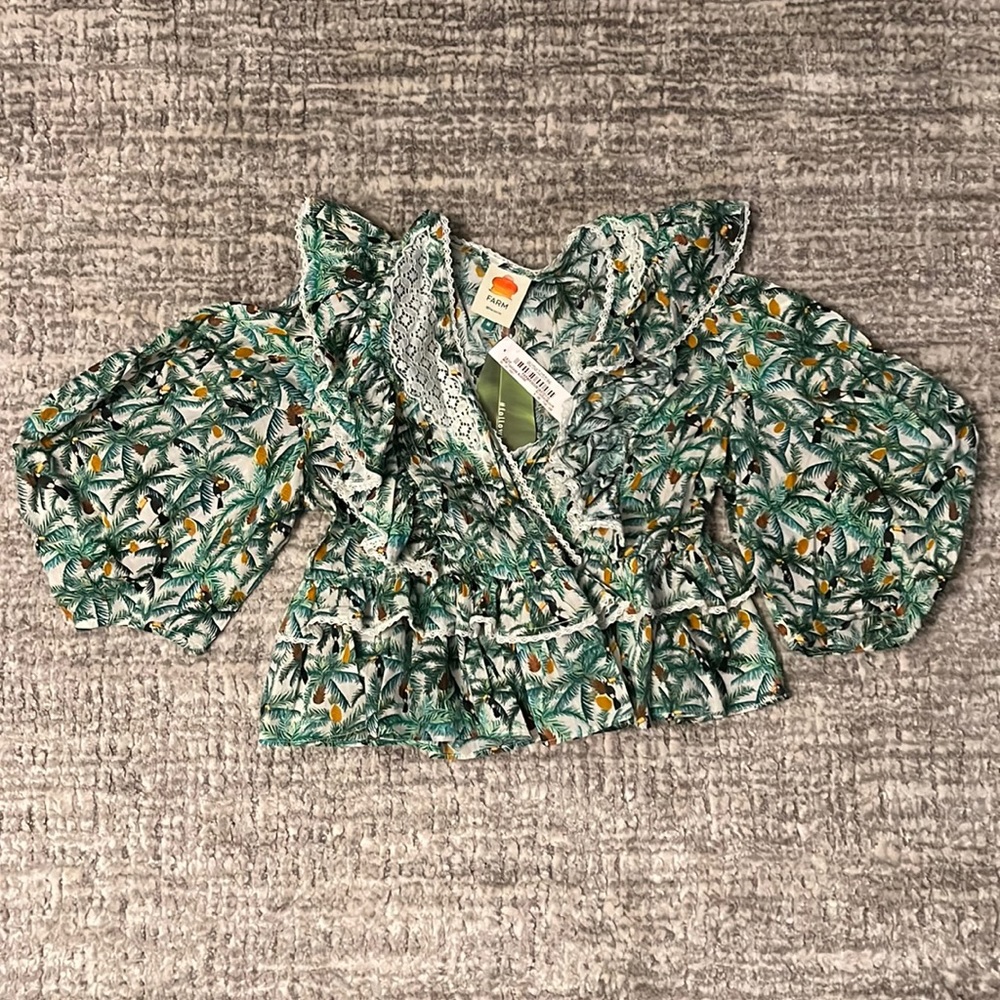 Farm rio palm tree pineapple blouse top (matching skirt)